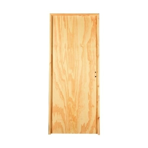 Puerta placa en pino con m/madera econ�mica.
