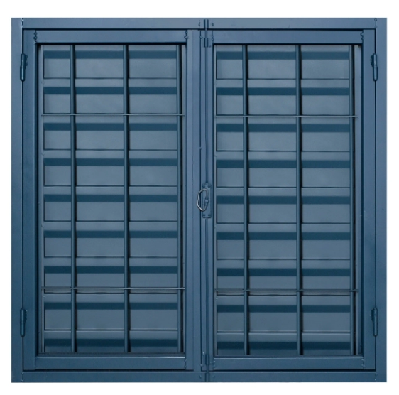 Ventana de abrir intermedia con celos�as y reja (RL).